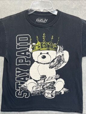 Popular Poison Stay Paid Money Bear Graphic Tee Black Size Large Streetwear